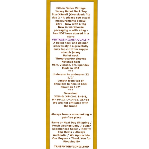 Eileen Fisher VINTAGE Top Jersey Ballet Neck XSmall 2 4 Bark Notched Hem NWT - Picture 2 of 13